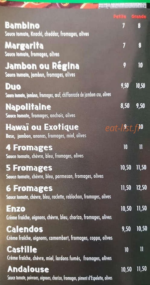 Pizza Lola — carte page 2
