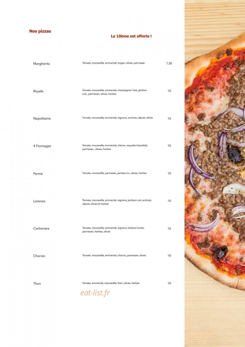 Pizza Lorenzo — carte page 2