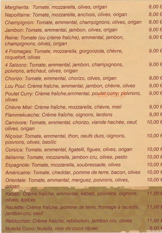 Pizza Lou Poui — carte page 2