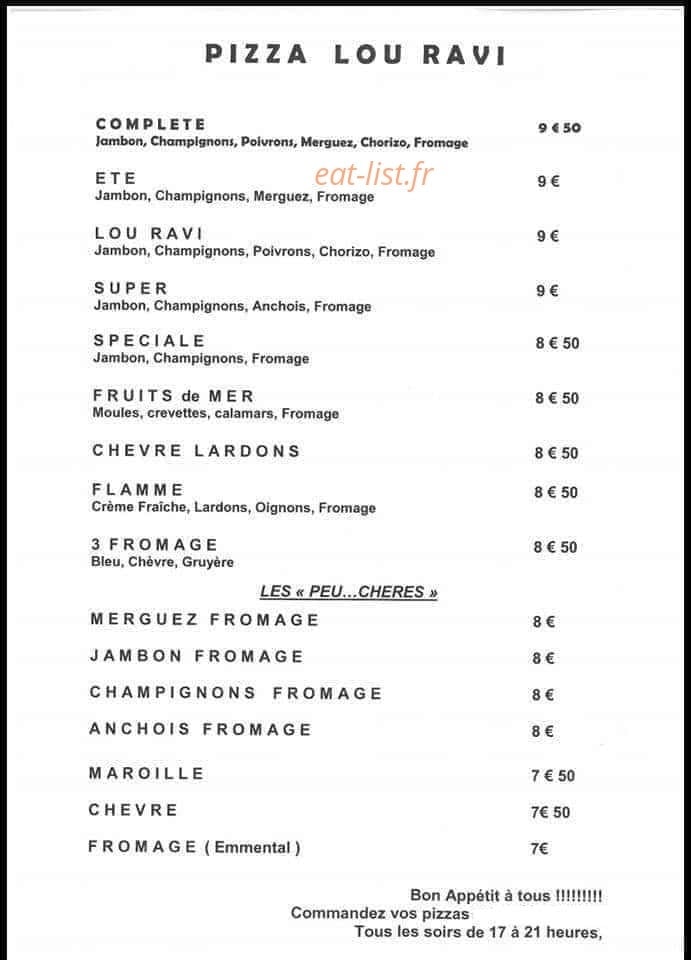 Pizza Lou Ravi — carte page 1