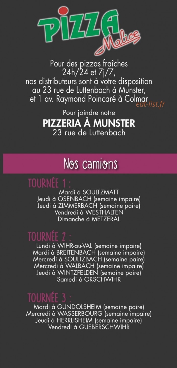 Pizza Malice — carte page 1