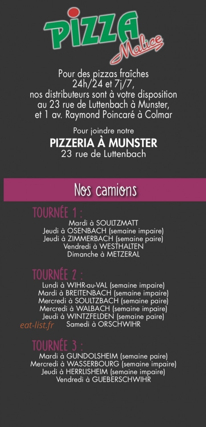 Pizza Malice — carte page 1