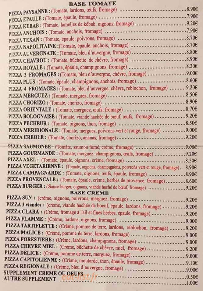 Pizza malice — carte page 1