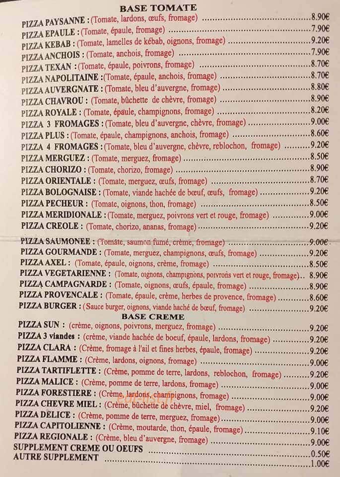 Pizza malice — carte page 1