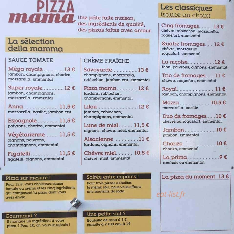 Pizza Mama — carte page 1
