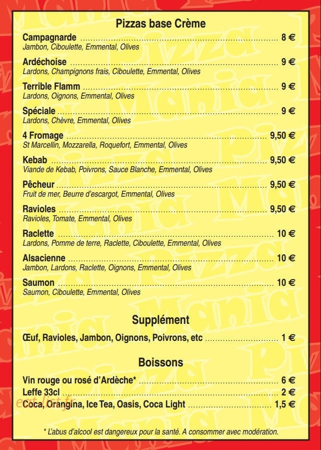 Pizza mania — carte page 3