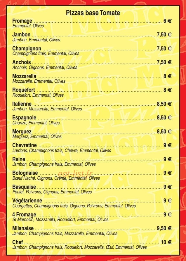 Pizza mania — carte page 2