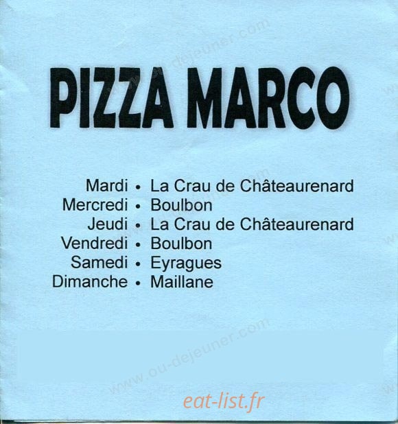 Pizza Marco — carte page 1