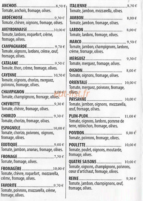 Pizza Marco — carte page 2
