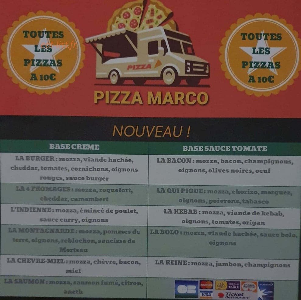 Pizza Marco — carte page 1