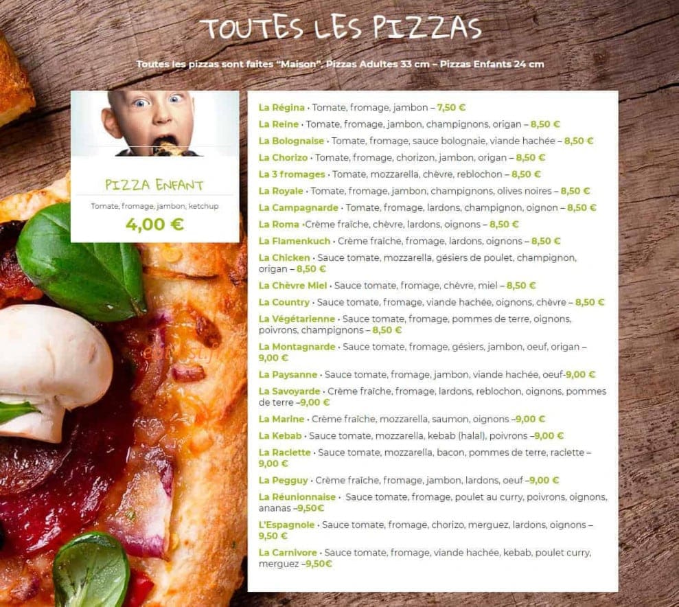Pizza Micka — carte page 2
