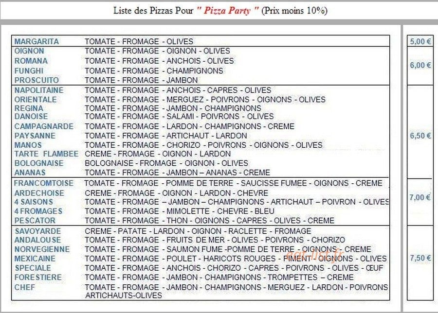 Pizza Mimi — carte page 2