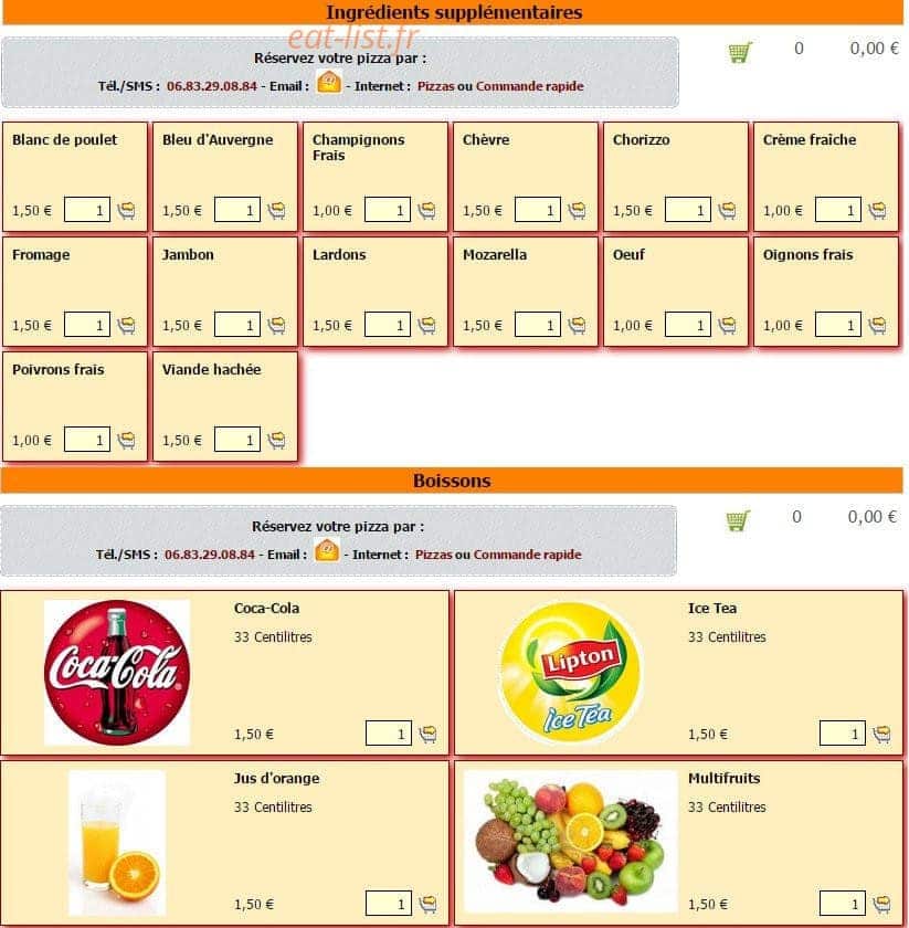 Pizza Minot — carte page 2