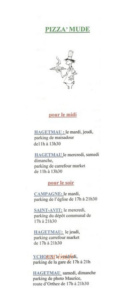 Pizza Mude — carte page 1