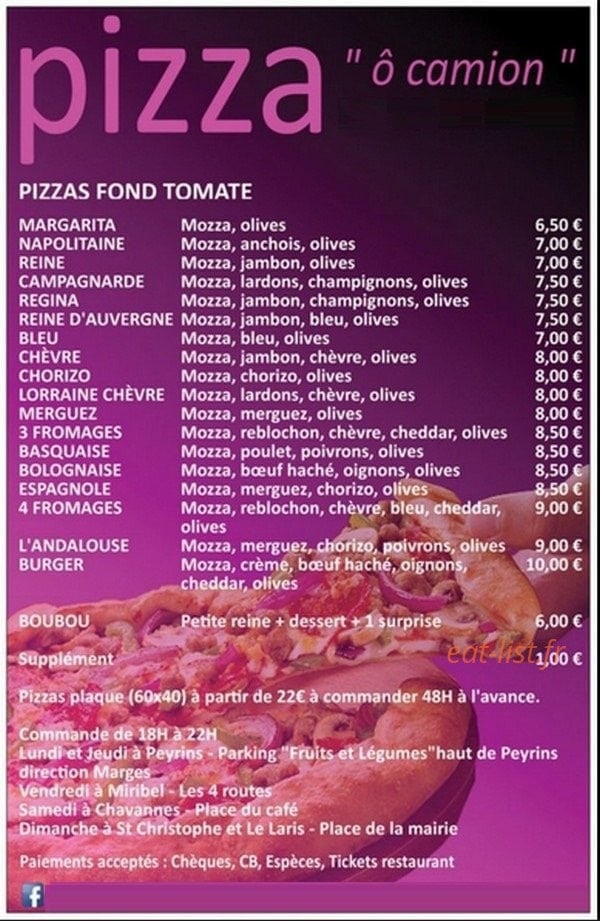 Pizza ô camion — carte page 1
