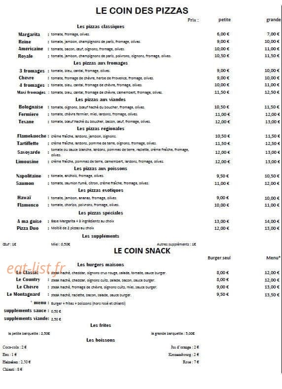 Pizza ô feu de bois — carte page 1