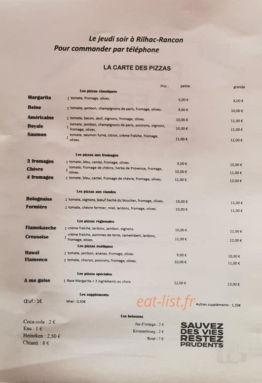 Pizza ô feu de bois — carte page 1
