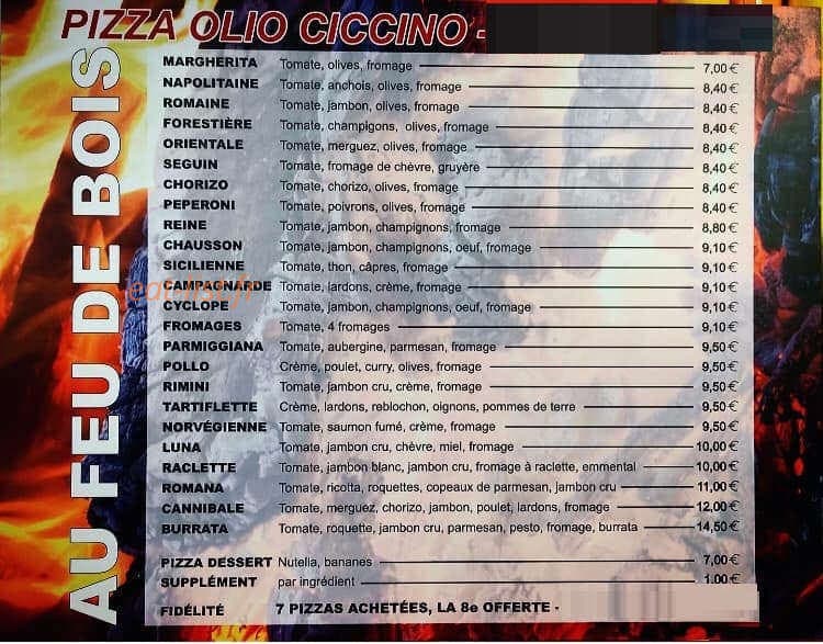 Pizza Olio Ciccino — carte page 1