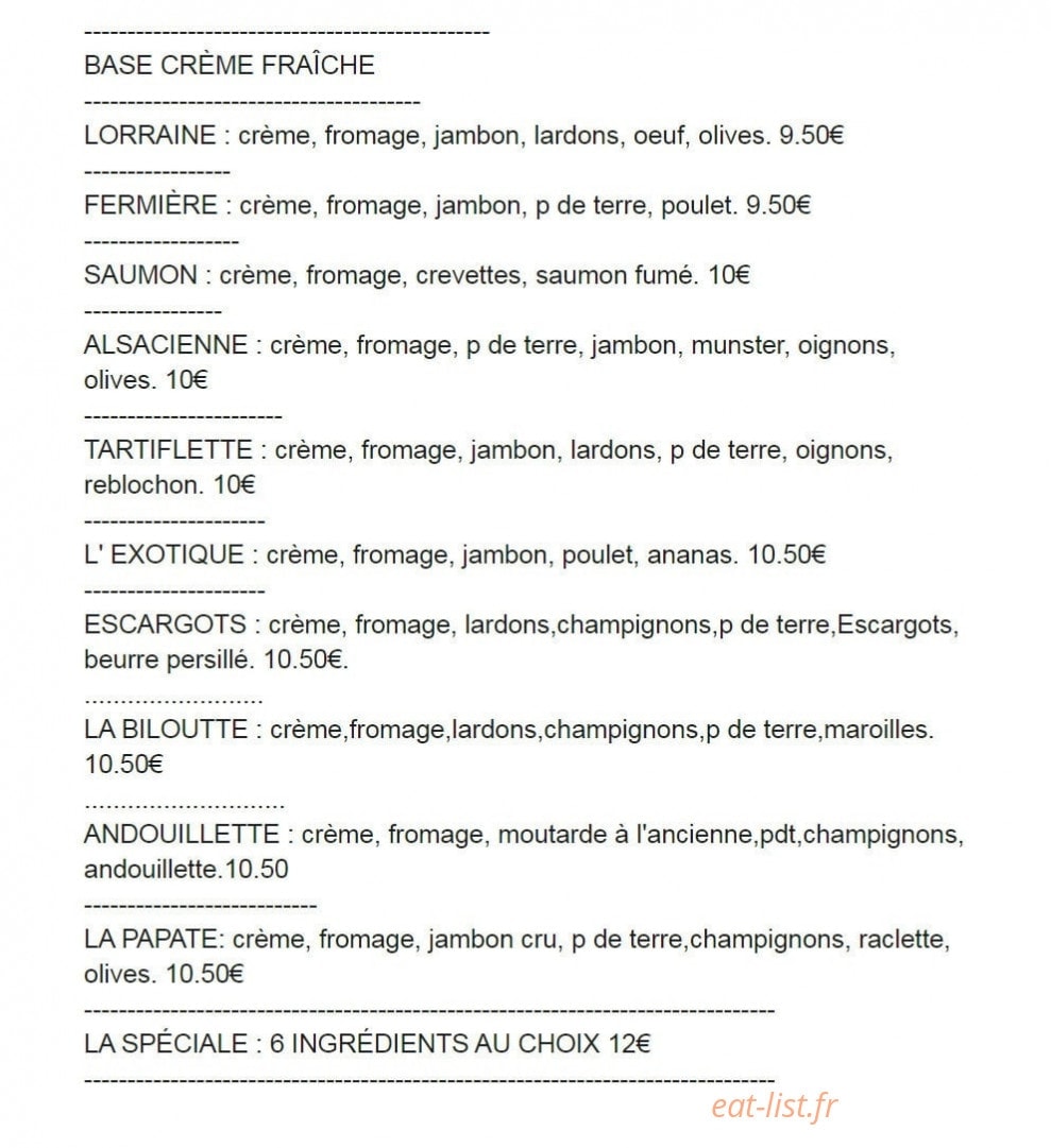 Pizza Papate — carte page 2