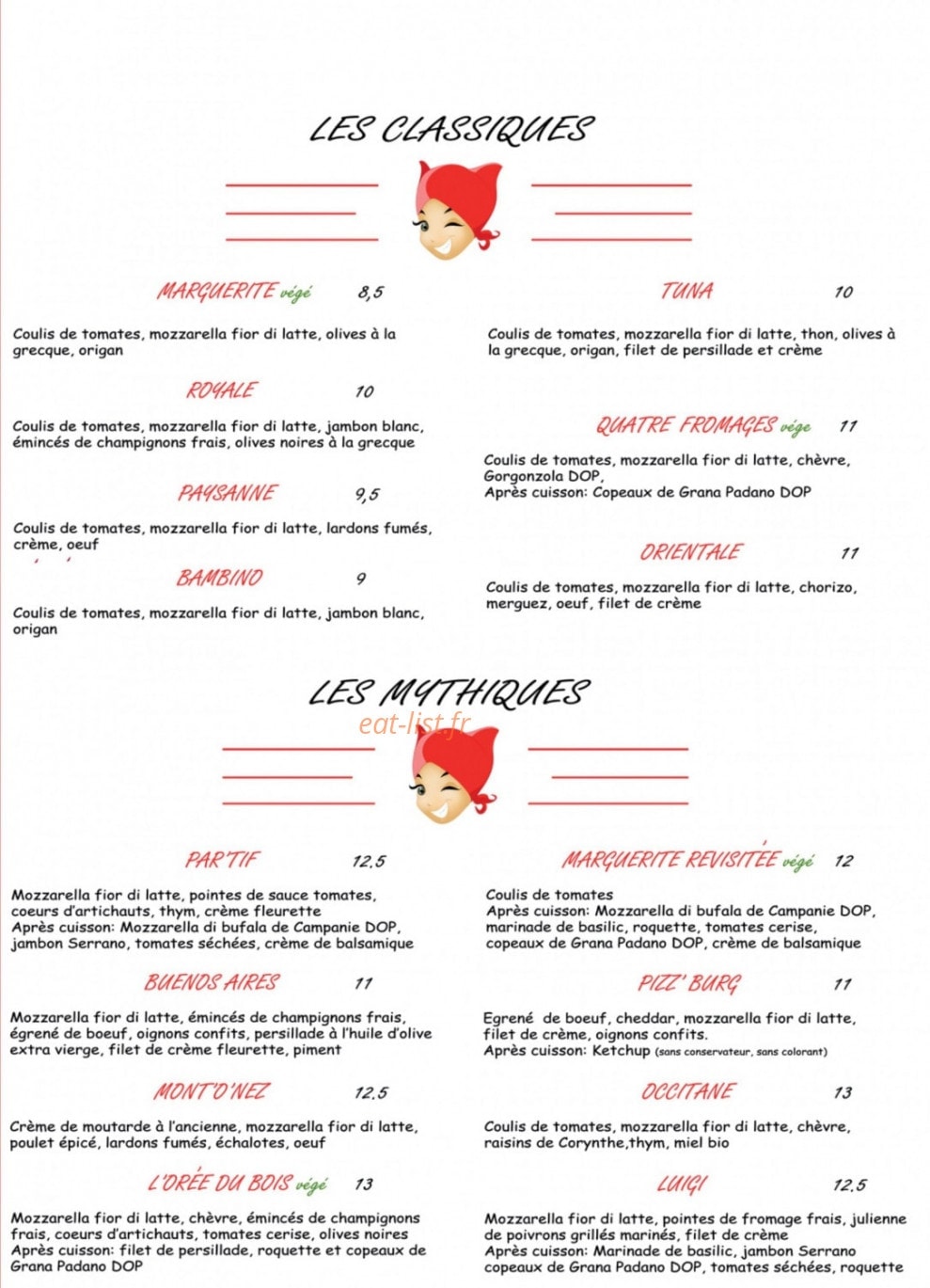 Pizza Par'Tif — carte page 1