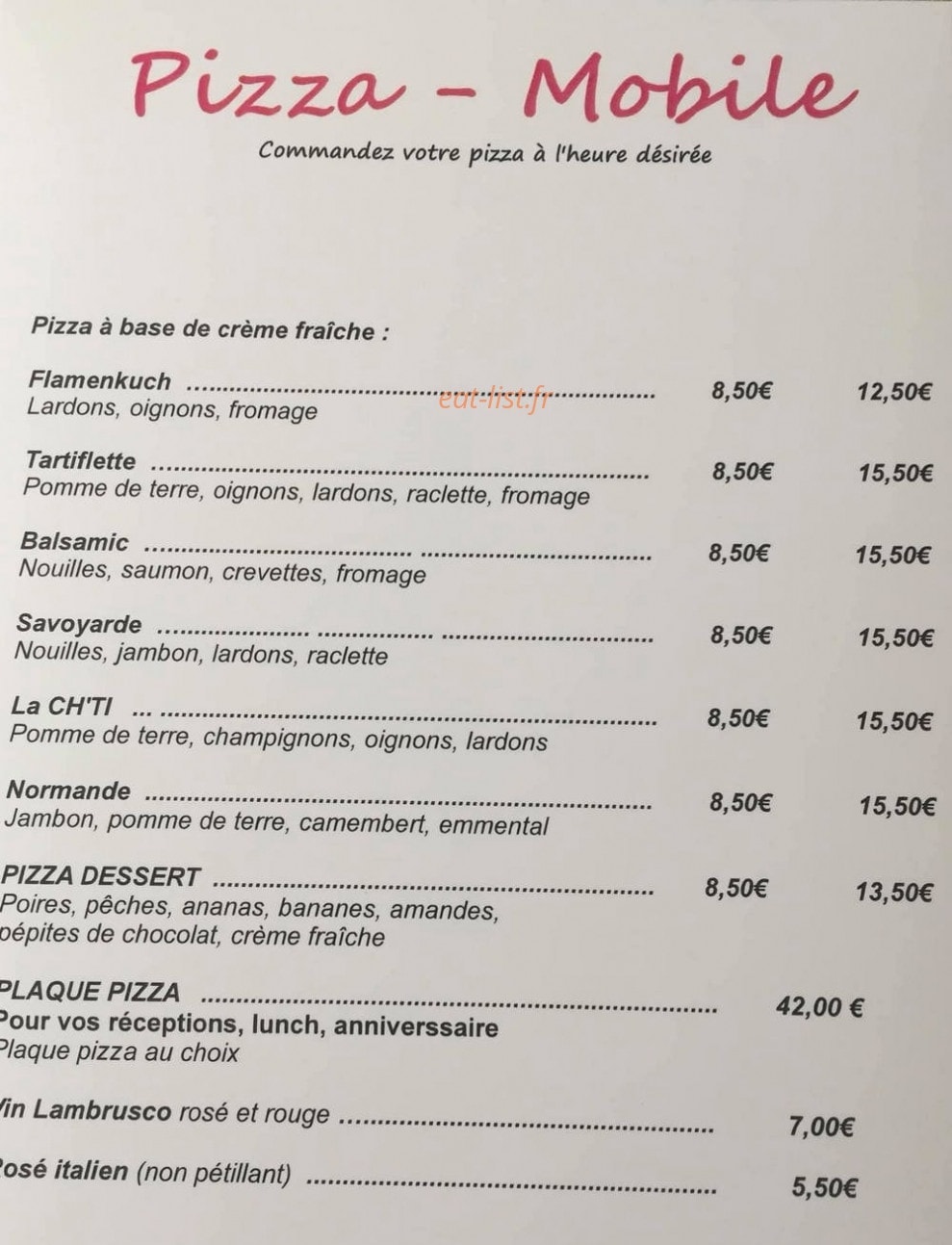 Pizza Patrick — carte page 2