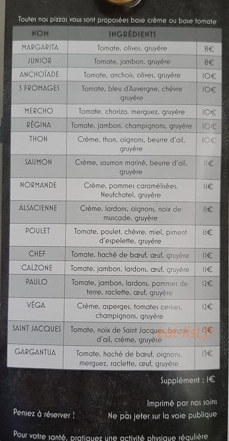 Pizza Paulo — carte page 2