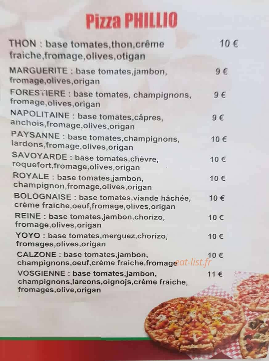 Pizza Philio — carte page 1