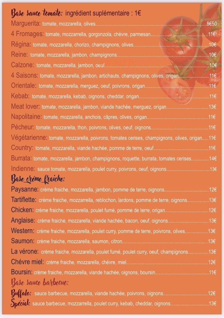 Pizza place verone — carte page 2