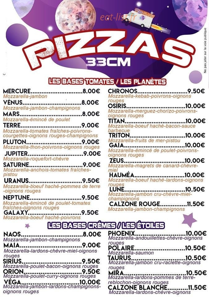 Pizza planet — carte page 1