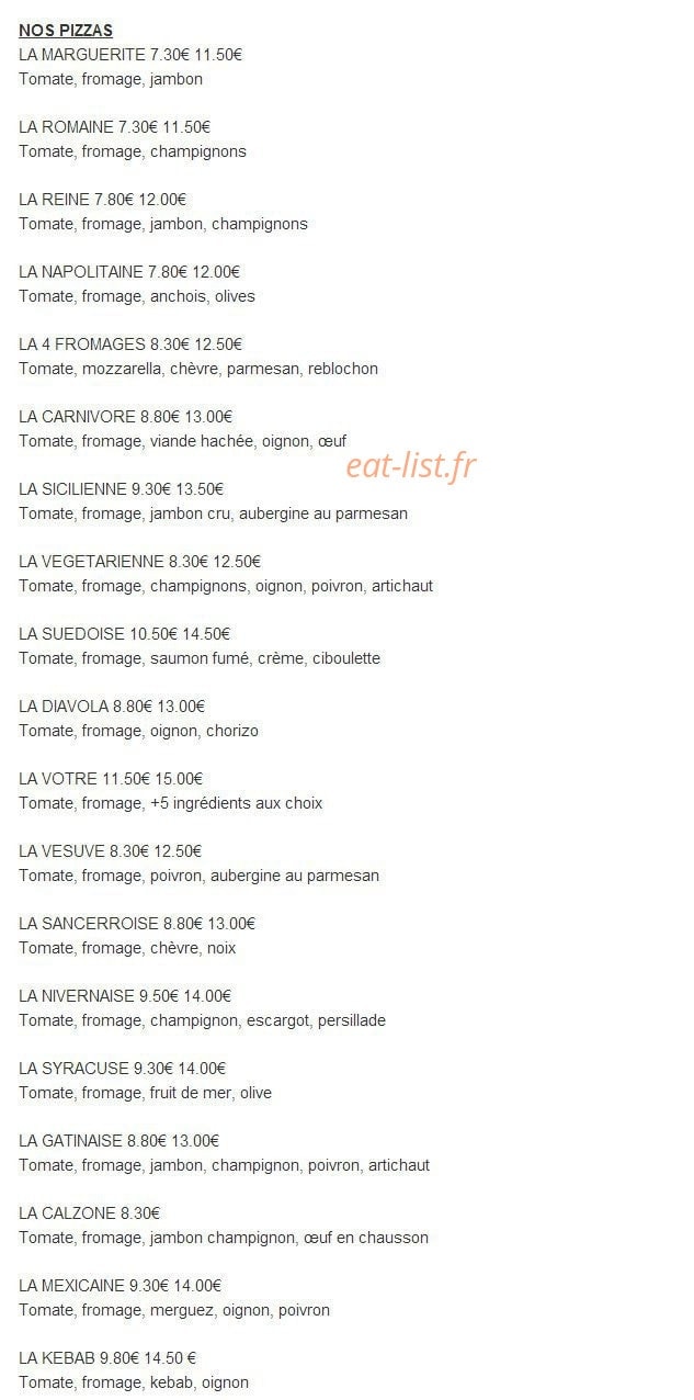 Pizza plaza — carte page 1