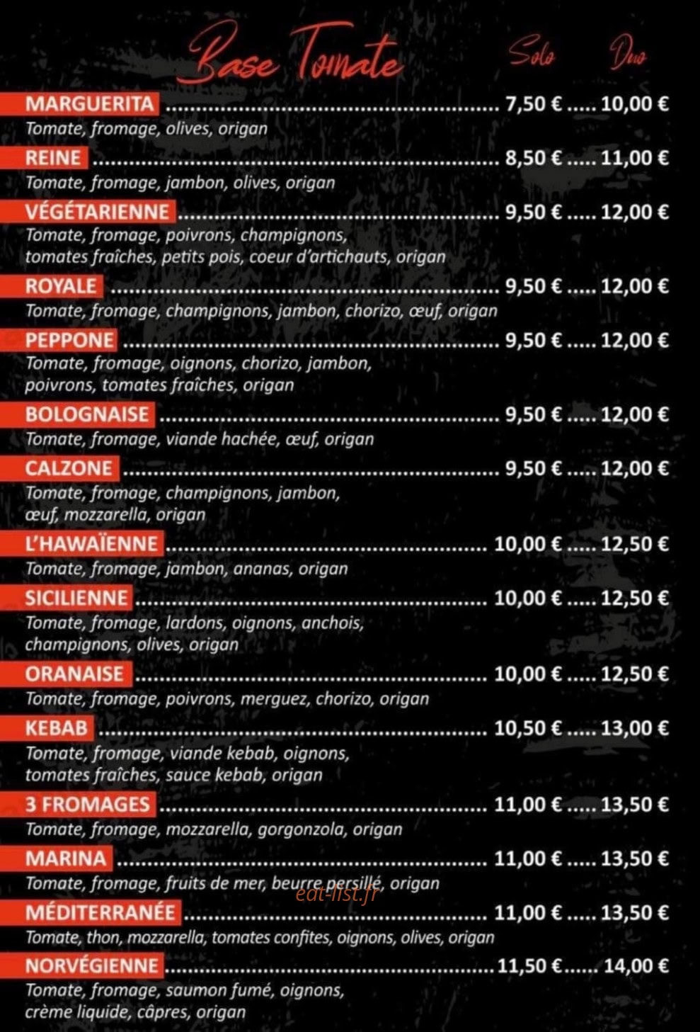 Pizza Plus BZH — carte page 1