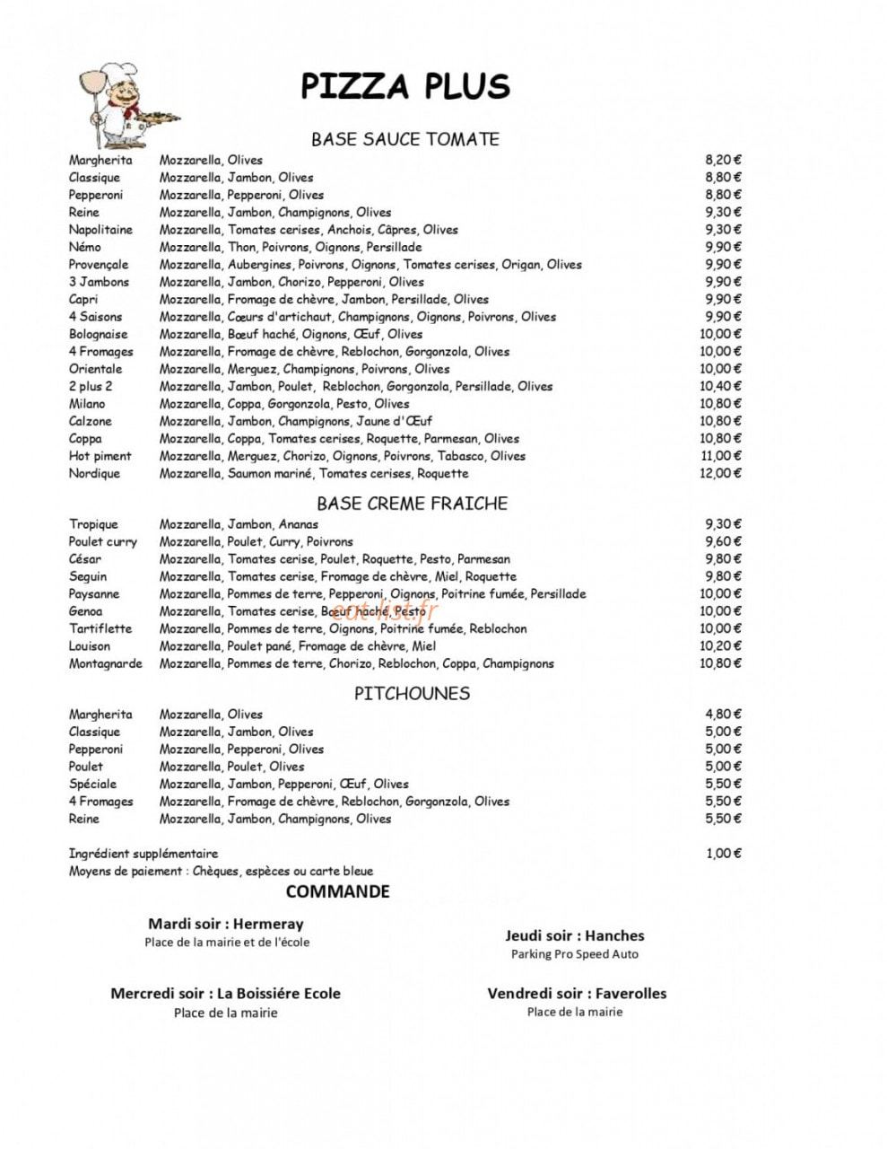 Pizza plus — carte page 1