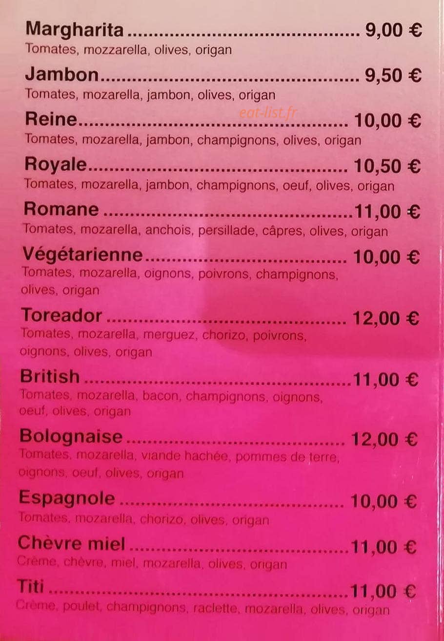 Pizza Poup's — carte page 1