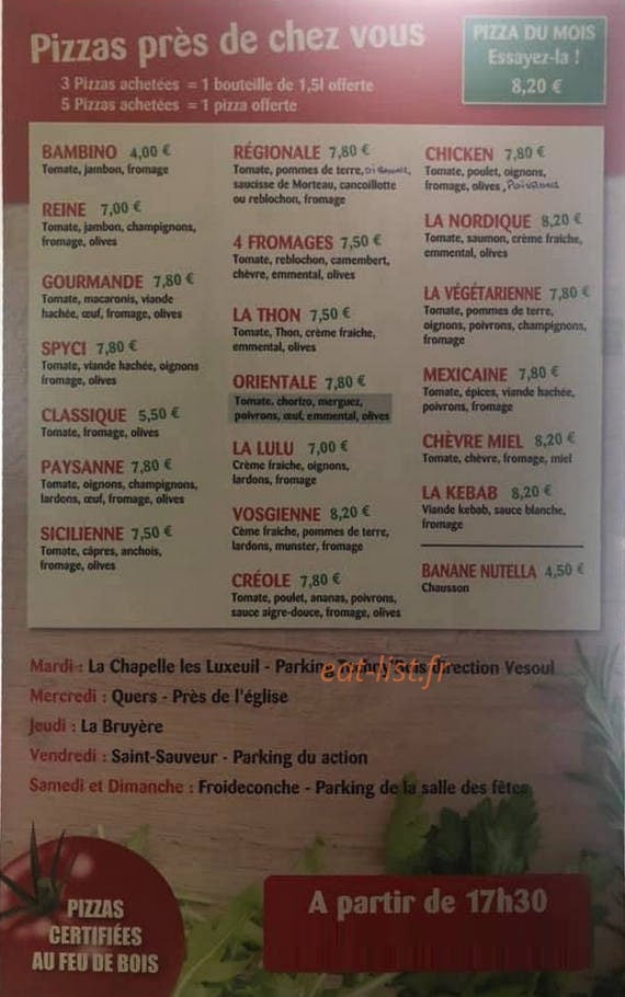 Pizza Près De Chez Vous — carte page 1