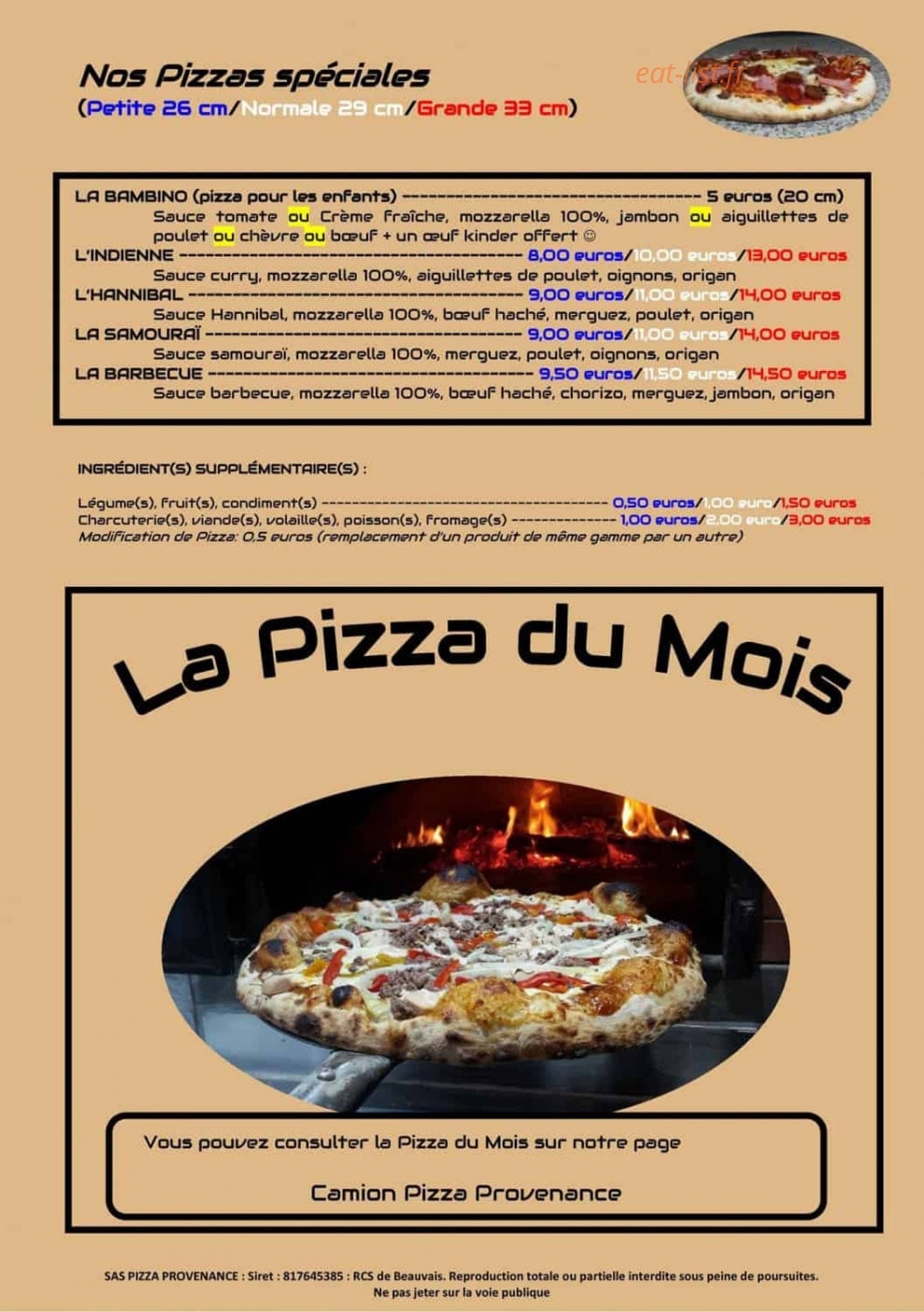 Pizza Provenance — carte page 5
