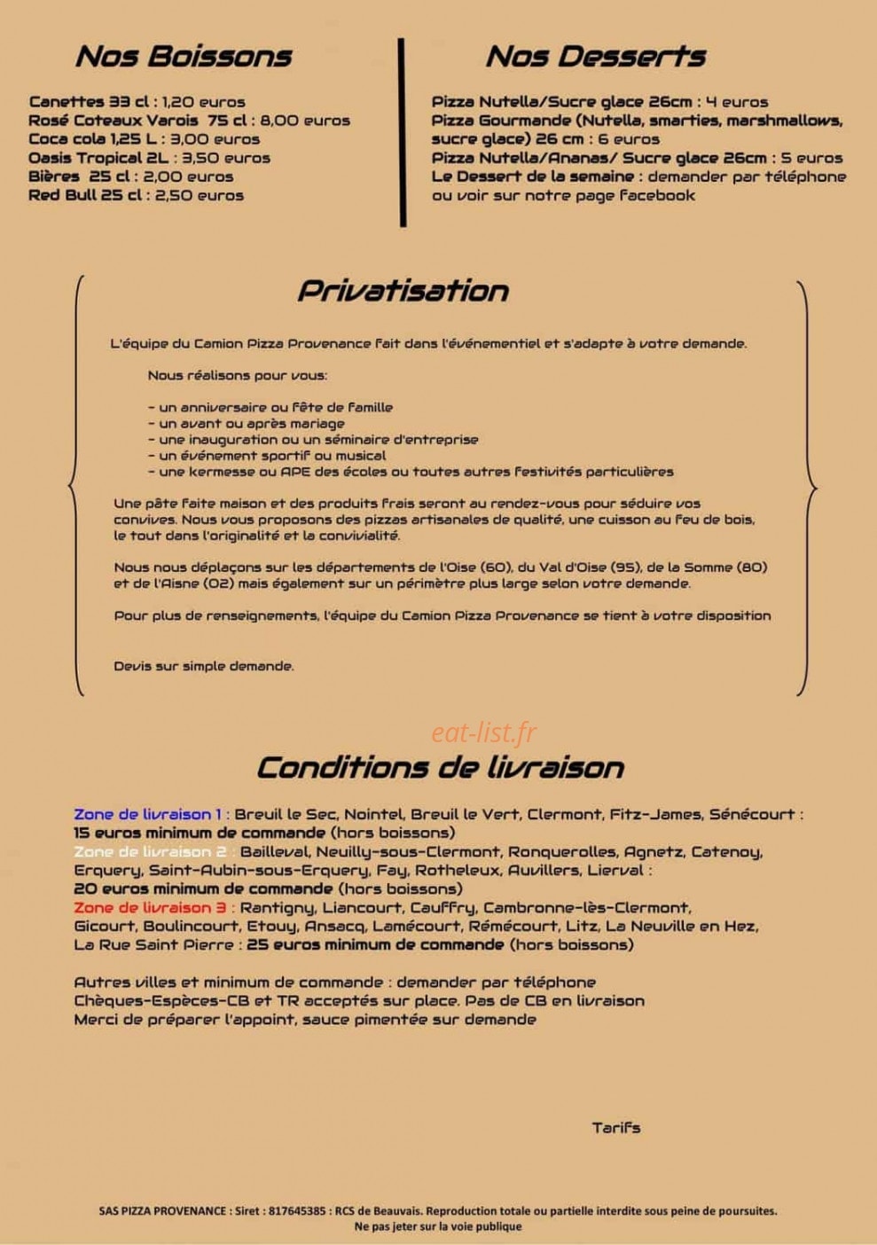 Pizza Provenance — carte page 4