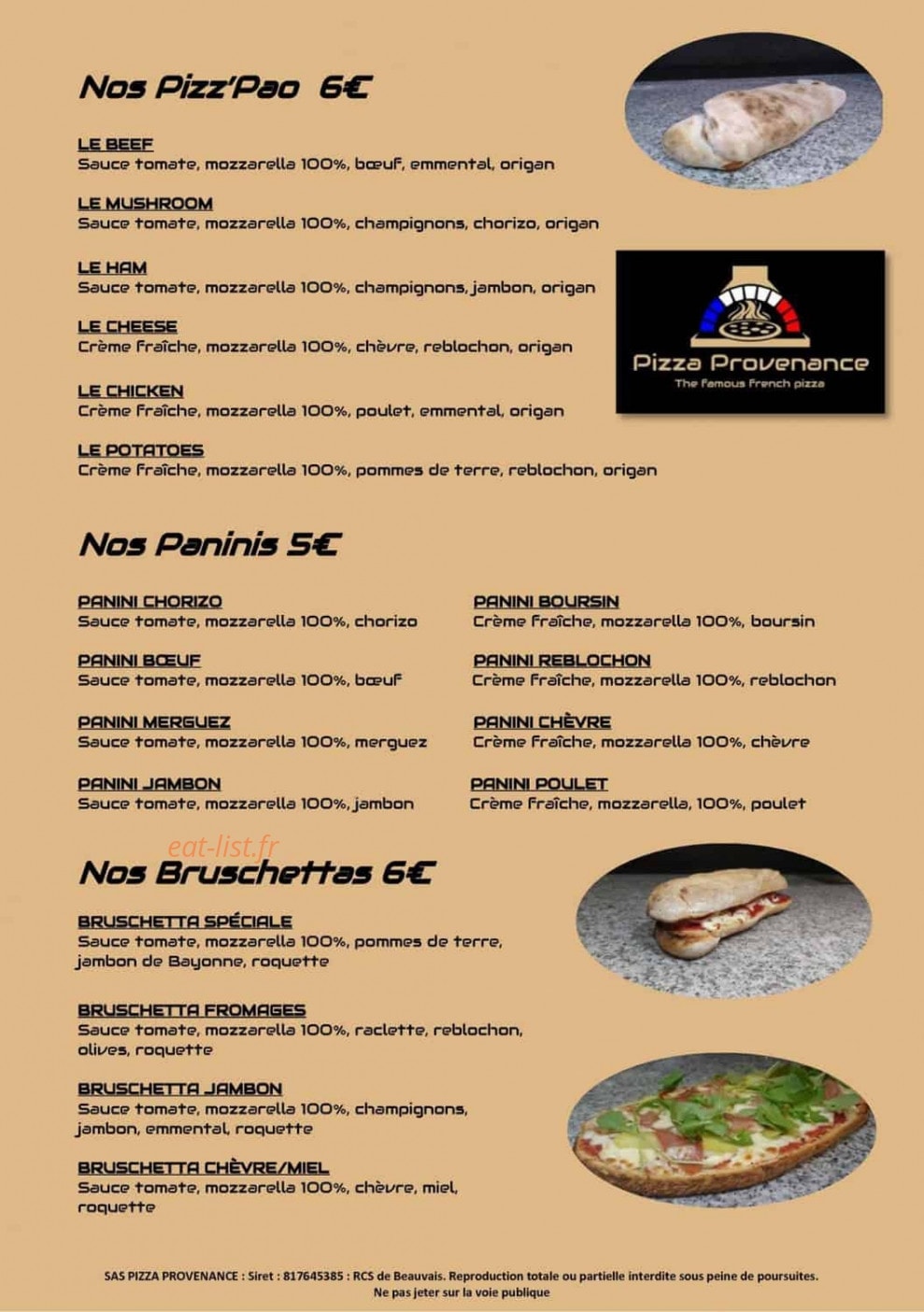 Pizza Provenance — carte page 6