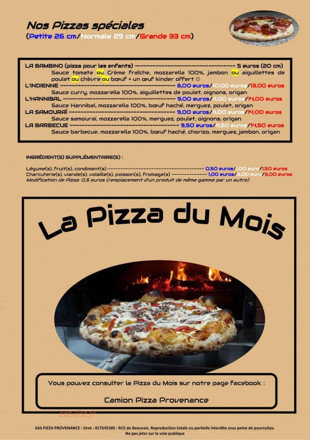 Pizza Provenance — carte page 5