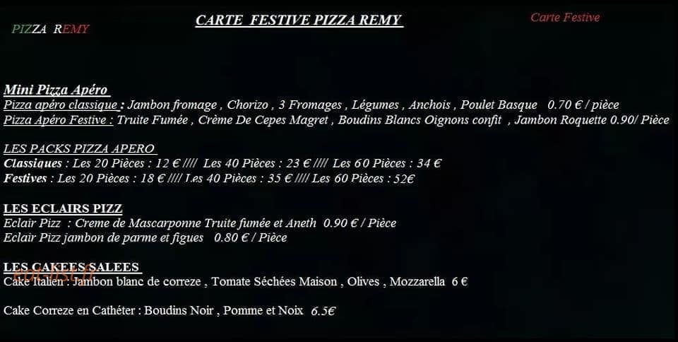 Pizza Remy — carte page 1