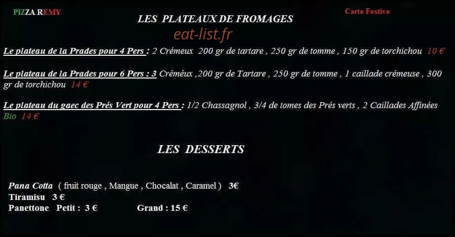 Pizza Remy — carte page 4
