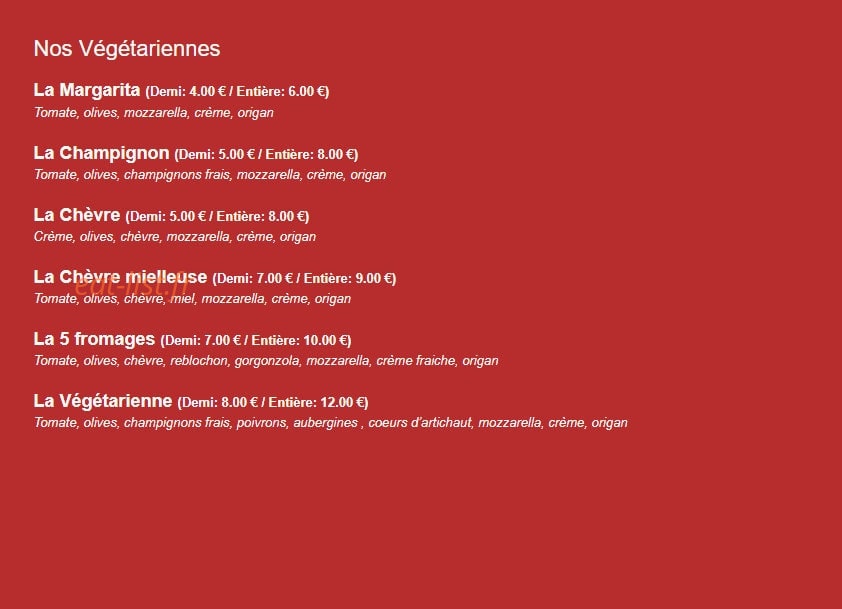 Pizza Roma — carte page 3