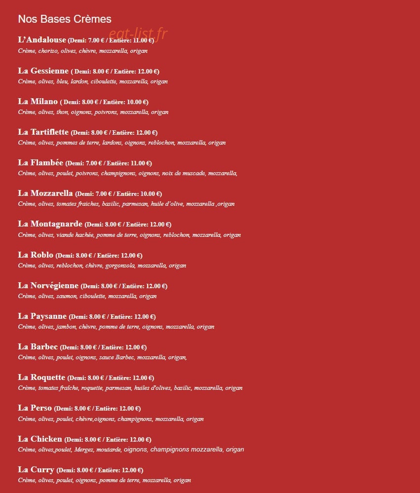 Pizza Roma — carte page 2