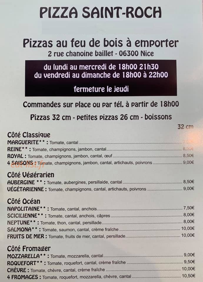 Pizza Saint Roch — carte page 1