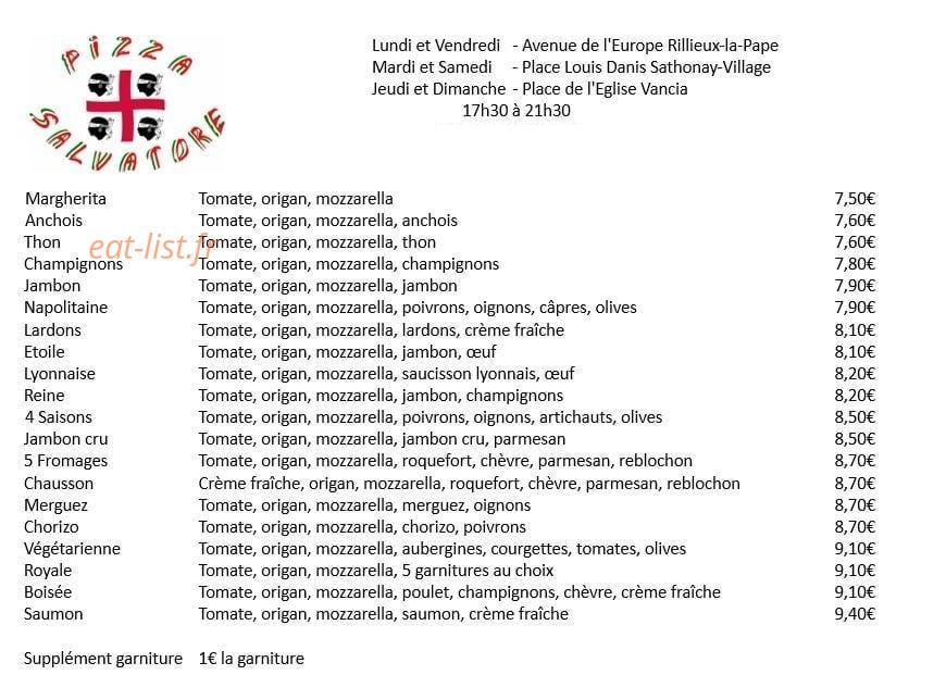 Pizza Salvatore — carte page 1