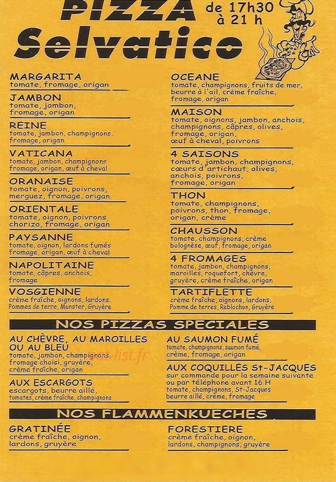 Pizza Selvatico — carte page 1