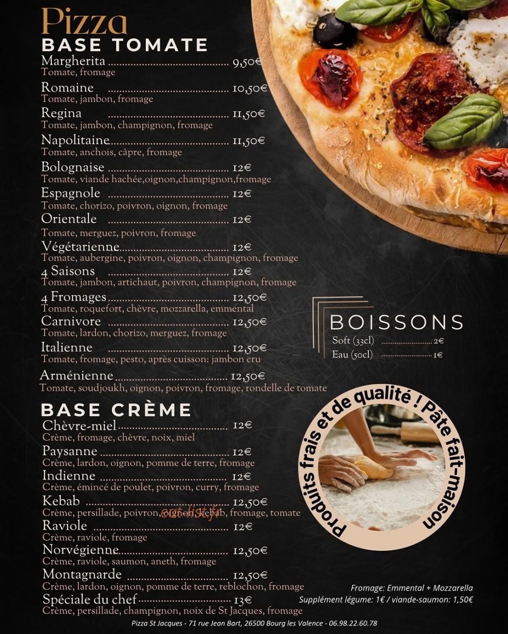 Pizza St Jacques — carte page 1