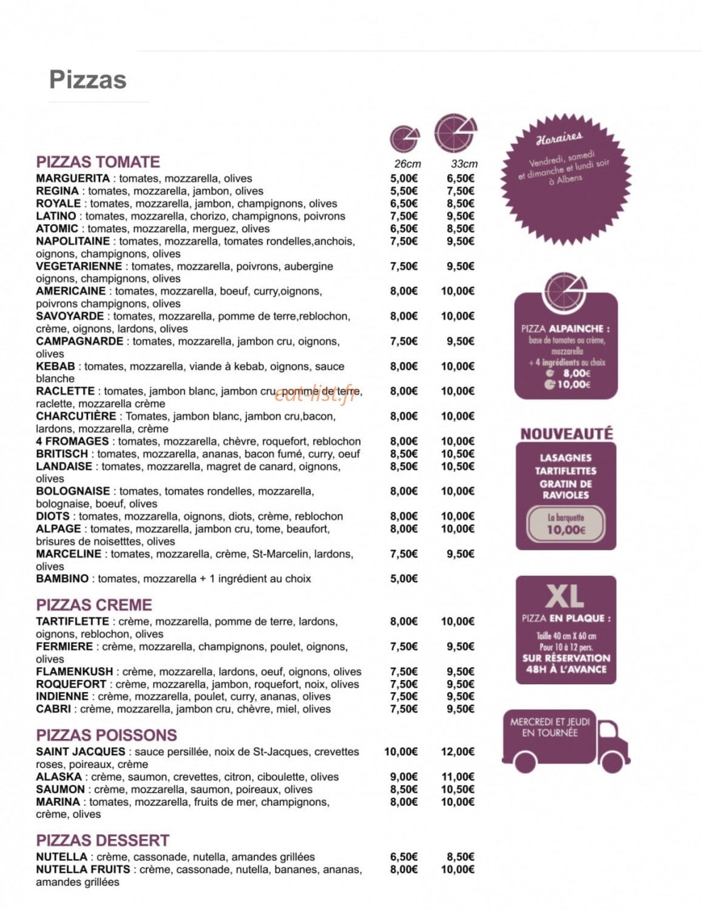 Pizza Stef' — carte page 1