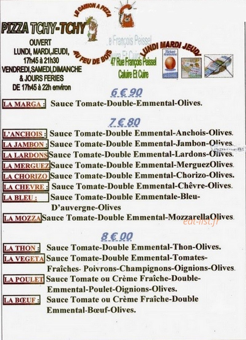 Pizza Tchy - tchy — carte page 1