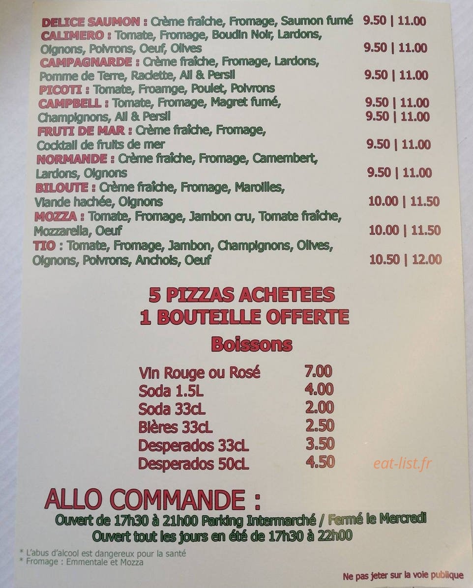 Pizza Tio — carte page 2