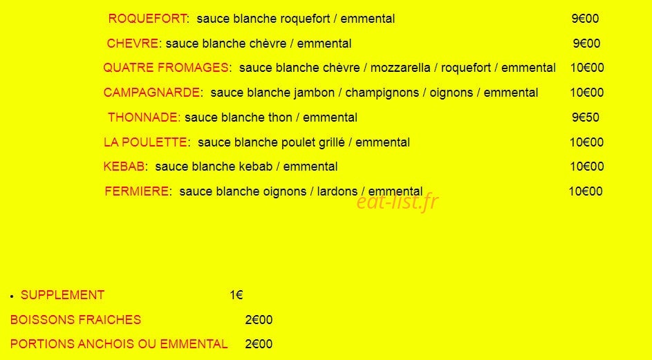 Pizza Titi — carte page 2